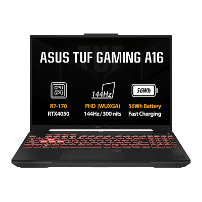 ASUS TUF Gaming A16/FA607NUQ-RL003Z/R7-170/16"/WUXGA/16GB/1TB/RTX 4050/без OS/сив/2R