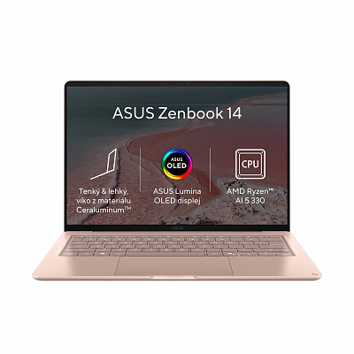 ASUS Zenbook 14/UX3480KA-OLED021W/AI5-330/14"/WUXGA/24GB/512GB/AMD int/W11H/Розов/2R