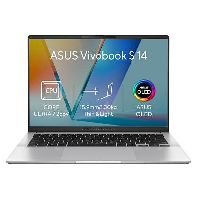 ASUS Vivobook S14/S5406SAL-OLED329WZ/U7-256V/14"/WUXGA/16GB/512GB/Intel int/W11H/Сребрист/2R