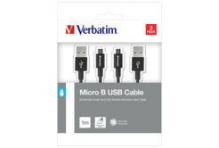 Verbatim 48874 USB кабел (2.0), USB A + microUSB, 1m, черен box, 2 бр