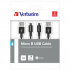 Verbatim 48874 USB кабел (2.0), USB A + microUSB, 1m, черен box, 2 бр