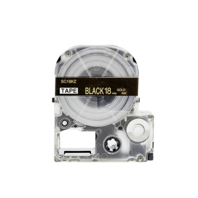 Epson LC-5BKP, SC18KZ, 18mm x 8m, златен печат / черен фон, съвместима лента