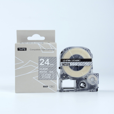 Epson LK-6TWN, ST24SW, 24mm x 9m, бял печат / прозрачен фон, съвместима лента