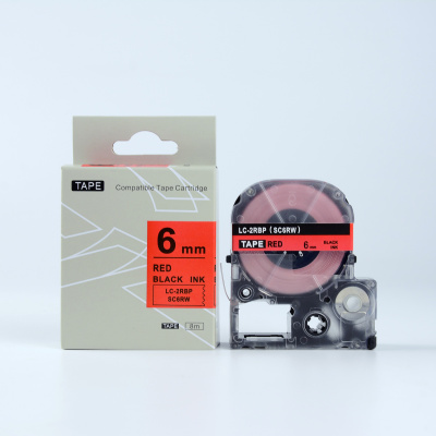 Epson LTS6RW, 6mm x 5m, червен печат / бял фон, съвместима лента