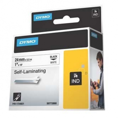 Dymo Rhino 1734821, S0773860, 24mm x 5,5m черен печат / бял фон, оригинална лента