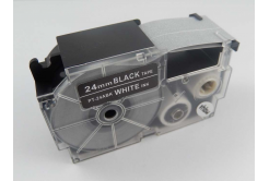 Съвместима лента с Casio XR-24ABK 24mm x 8m бял печат / черен фон