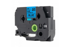 Съвместима лента с Brother TZ-FX551 / TZe-FX551, 24mm x 8m, гъвкави, черен печат / син фон