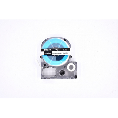 Epson LK-4WBA3 / SU35W, 3mm x 2,5m, черен печат / бял фон, свиваема лента, съвместима