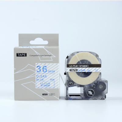 Epson LK-7TLN, ST36BW, 36mm x 9m, син шрифт / прозрачен фон, съвместима лента