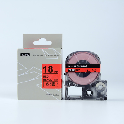 Epson LTS18RW, 18mm x 5m, червен печат / бял фон, съвместима лента