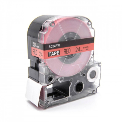 Epson LK-6RBP, SC24RW, C53S656004, 24mm x 9m, черен печат / червен фон, съвместима лента