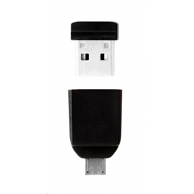 VERBATIM Flash Disk 32GB Store 'n' Stay Nano + micro USB OTG адаптор, USB 2.0, черен