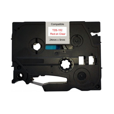 Съвместима лента с Brother TZ-152 / TZe-152, 24mm x 8m, червен печат / прозрачен субстрат