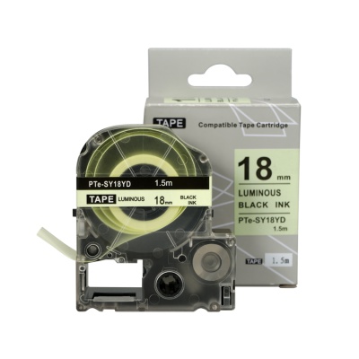 Epson SY18YD, 18mm x 1, 5m, черен печат / луминесцентни бял фон, съвместима лента