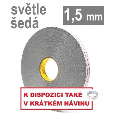 3M VHB™ 4956-P, деб., 1,5 mm; светлосива двустранна акрилна лента с много силно лепило 12 mm x 33 m