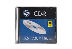 HP CD-R, CRE00085-3, 69310, 10-pack, 700MB, 52x, 80 минути, 12cm, без опция за печат, тънък корпус, за архивиране на данни, повредена опаковка