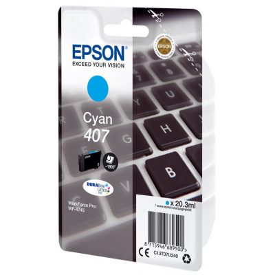 Epson 407 C13T07U240 циан (cyan) оригинална касета