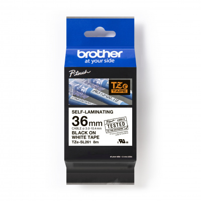 Brother TZ-SL261 / TZe-SL261 Pro Tape, 36mm x 8m, черен печат / бял фон, оригинална лента