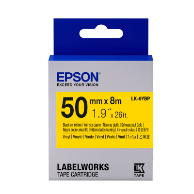 Epson LabelWorks LK-9YBP C53S659002 50мм x 8м, черно копиране / пастелно жълт фон, оригинален лента