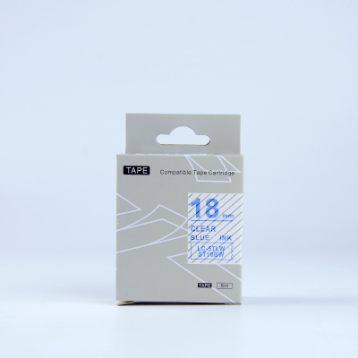 Epson LK-5TLN, ST18BW, 18mm x 9m, син шрифт / прозрачен фон, съвместима лента