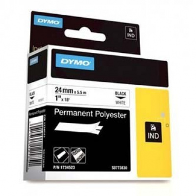 Dymo 1734523 Rhino, 24mm x 5,5m, черен печат/бял фон, оригинална лента