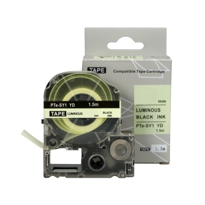 Epson SY12YD, 12mm x 1, 5m, черен печат / луминесцентни бял фон, съвместима лента
