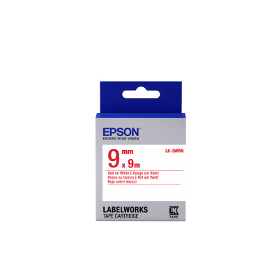 Epson LabelWorks LK-3WRN C53S653008 9мм x 9м, червен печат / бял фон, оригинален лента