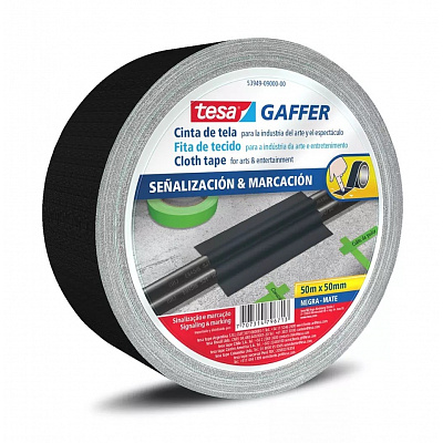 Tesa 53949 Matt Gaffer Tape, черна матова текстилна лента, 50 mm x 50m
