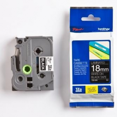 Brother TZ-345 / TZe-345, 18mm x 8m, бял печат/черен фон, оригинална лента