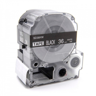 Epson LK-7BWV, SD36KW, 36mm x 9m, бял печат / черен фон, съвместима лента
