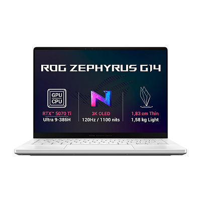 ASUS ROG Zephyrus G14/GU405AR-SY003WZ/U9-386H/14"/2880x1800/32GB/1TB/RTX 5070Ti/W11H/Бял/2R