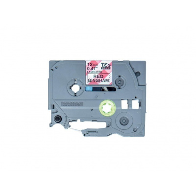 Brother TZ-MPRG31 / TZe-MPRG31, 12mm x 4m, черен печат / бял-червен фон, оригинална лента