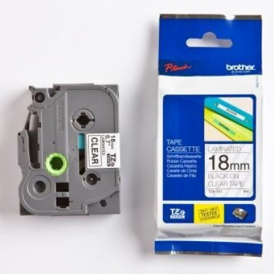 Brother TZ-141 / TZe-141, 18mm x 8m, черен печат / прозрачен субстрат, оригинална лента