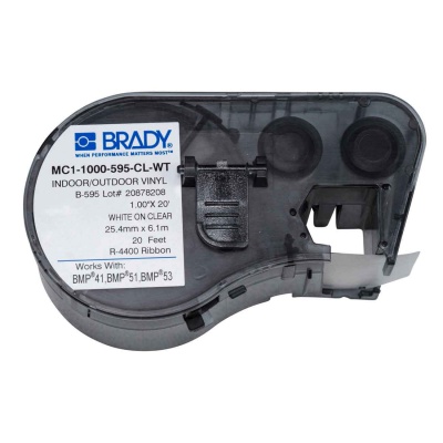 Brady MC1-1000-595-CL-WT / 131607, лепилна лента 25.40 mm x 6.10 m