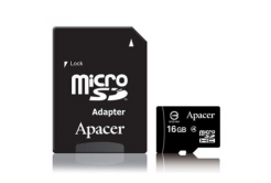 Apacer paměťová karta Secure Digital Card, 16GB, micro SDHC, AP16GMCSH4, Class 4, bulk bez adaptéru, DOPRODEJ