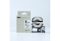 Epson LTS6KW, 6mm x 5m, черен печат / бял фон, съвместима лента