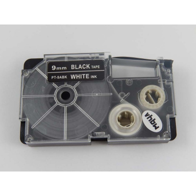 Съвместима лента с Casio XR-9ABK 9mm x 8m бял печат / черен фон