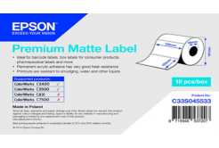 Epson C33S045533 Preмiuм Matte, за ColorWorks, 102x152мм, 225 бр, бели самозалепващи етикети