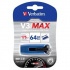 Verbatim 49807 Store N Go V3 MAX, USB флаш памет, USB A 3.0, 64GB, с изваждащ се конектор, синьо