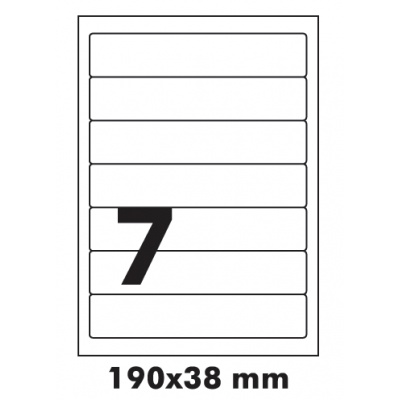 Самозалепващи етикети R0100.5409, 190 x 38 mm, 7 етикети A4, 100 листа