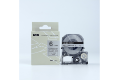 Epson LK-SM6X, 6mm x 9m, черен печат / матов сребърен фон, съвместима лента