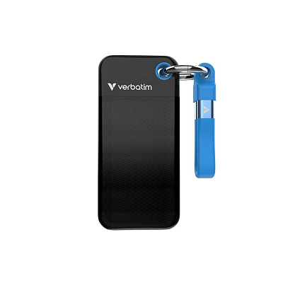 VERBATIM Външен SSD Pocket SSD 2TB, USB-C 3.1, черен/син