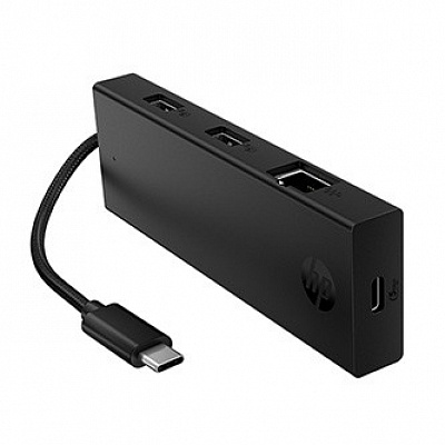 HP USB-C многопортов хъб 4-портов, B8SU8UT, черен, дължина на кабела 15 см, 1 USB Type-CR, 2 USB Type-A, 1 RJ-45