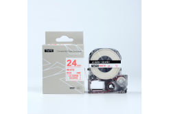 Epson LK-SS24RW, 24mm x 9m, червен печат / бял фон, съвместима лента