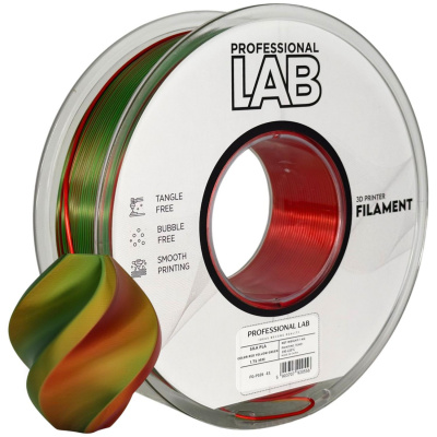 Professional Lab FG-P105-E1, 3D филамент, PLA Silk, 1,75mm, 1000g,  Tri Color, Многоцветен (Red, Yellow, Green)
