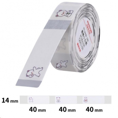 Niimbot A2G88778801, 14x40mm, 160 бр, Плюшени мечета, самозалепващи се етикети