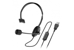 Genius HS-100U, слушалки с микрофон, управление на силата на звука, черни, 2.0, за глава, USB