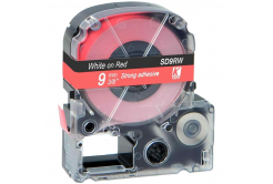 Epson LK-SD9RW, 9mm x 9m, бял печат / червен фон, съвместима лента