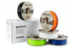 Spectrum 80748 3D филамент, Premium PET-G, 1,75 мм, 5x250g, смес арктическо бяло, тъмночерно, оранжево лъвче, тъмносиньо, зелен лайм
