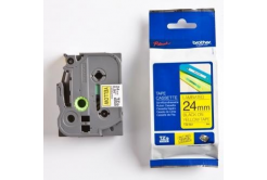 Brother TZ-651 / TZe-651, 24mm x 8m, черен печат / жълт фон, оригинална лента